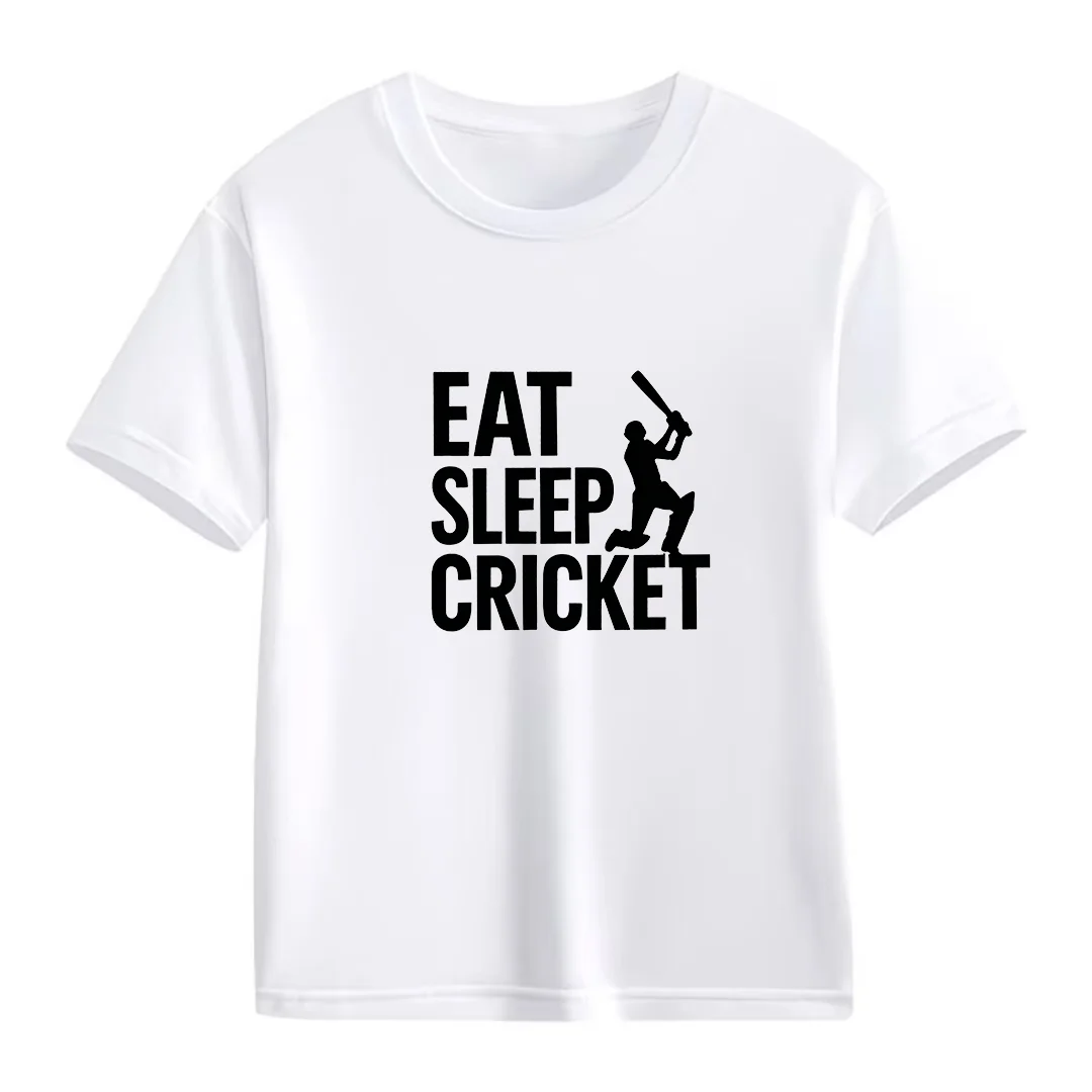 at Sleep Cricket T-shirt Boys Girls Casual Short Sleeve Tee Cricket Lover Gift Kids Cotton T Shirt Sports Tops