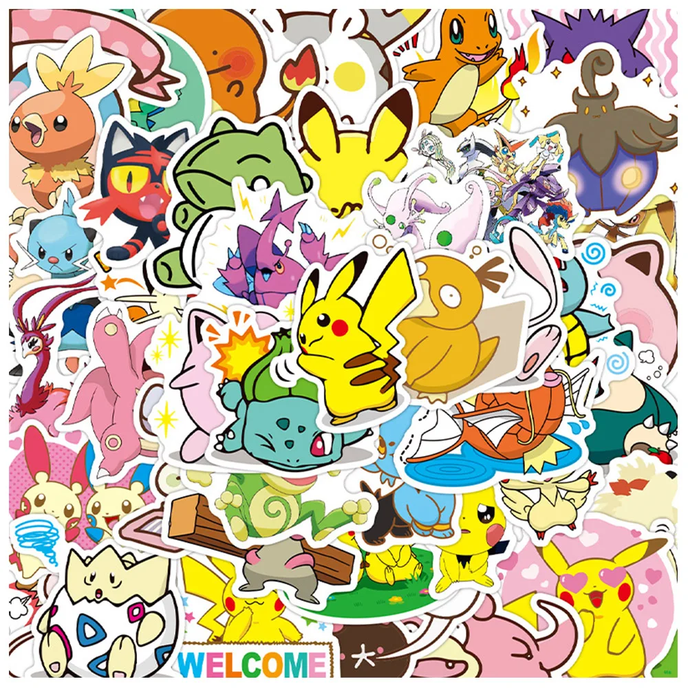 

10/30/50pcs Cartoon Anime Pokemon Decoration Stickers Kawaii Pikachu Graffiti Decals Cool Vinyl Sticekr for Skateboard Suitcase