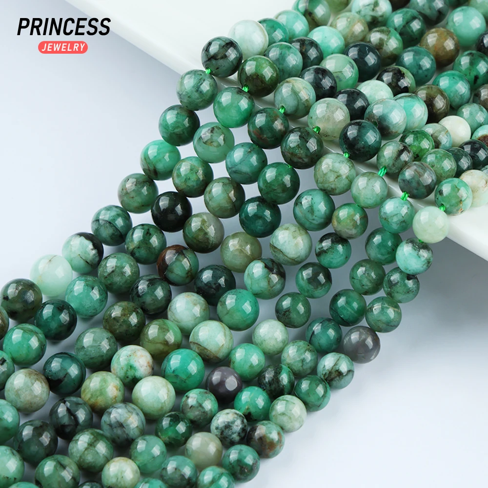 A+ Natural 6mm 7mm Emerald Without Any Treatment Loose Beads for Jewelry Making Bracelet Wholesale Stone Beads DIY Accessories
