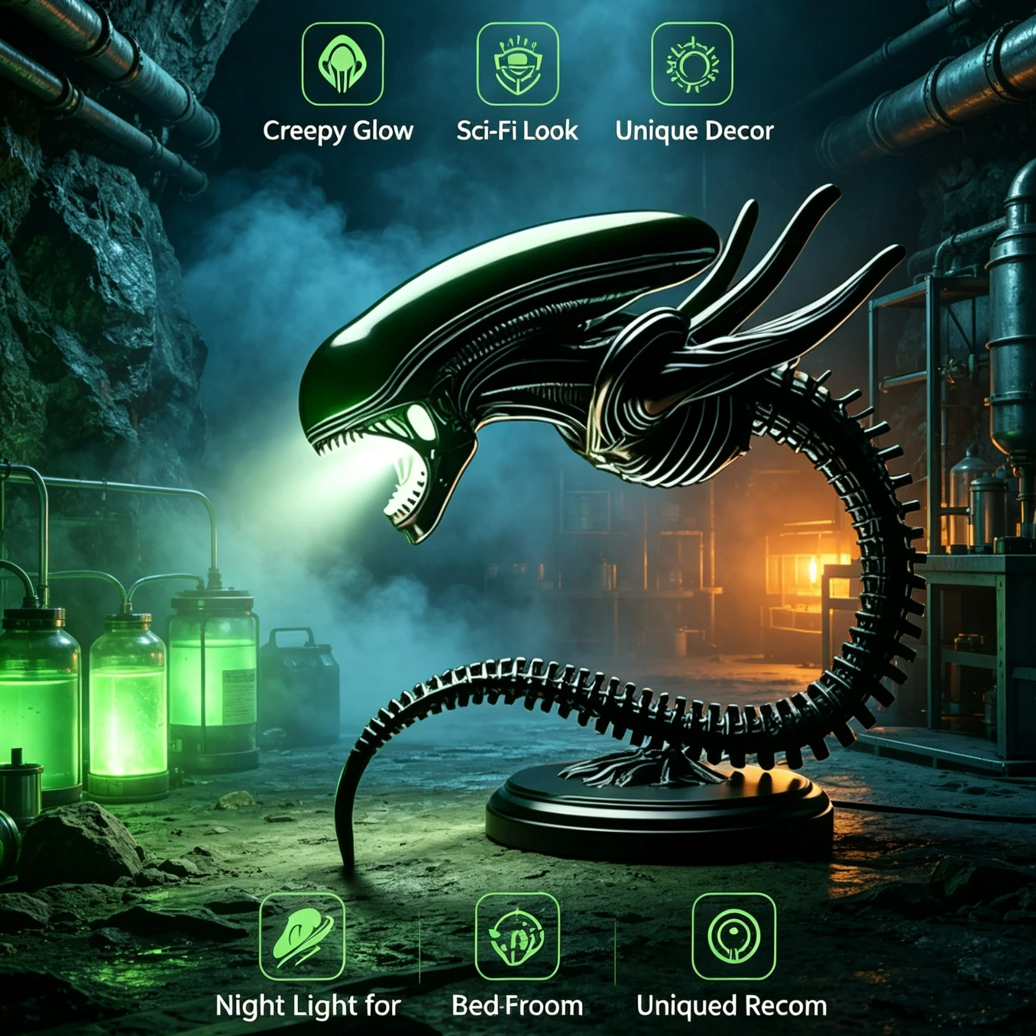Alien Creature Style Desk Lamp Bedroom Home Decor Collector Light Horror Decor Gift Souvenir Halloween Night Lantern Decor