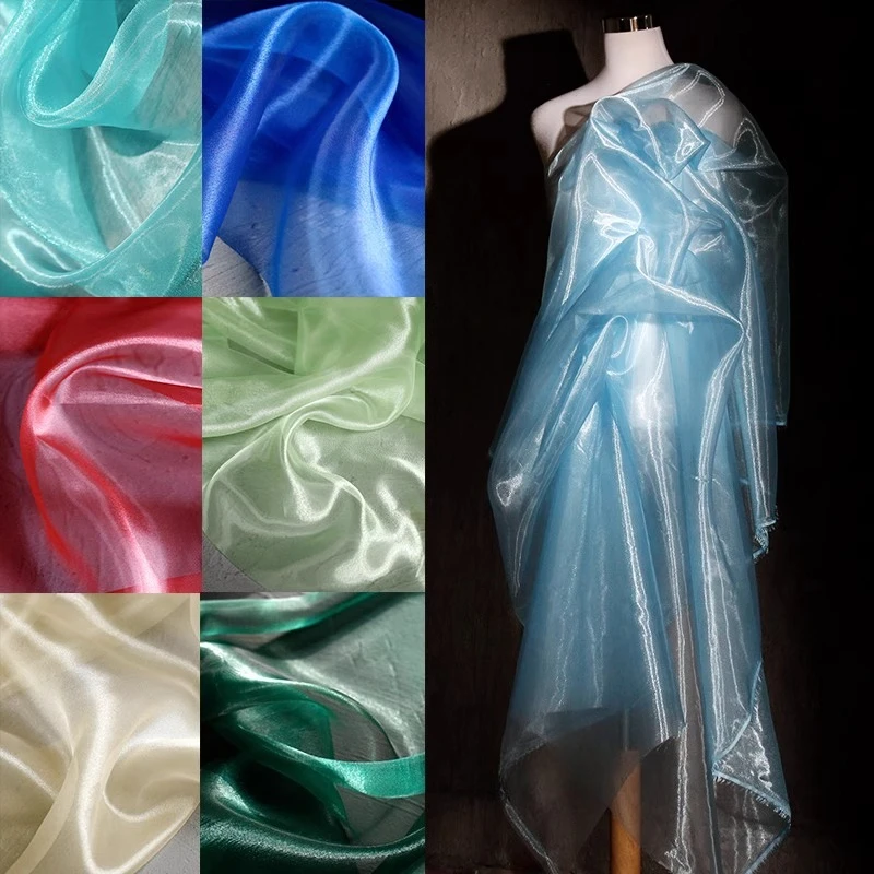 Tessuto da sposa di fascia alta con rete a bagliore d'acqua liquido in tulle di cristallo lucido, tende fai da te, tessuto di design