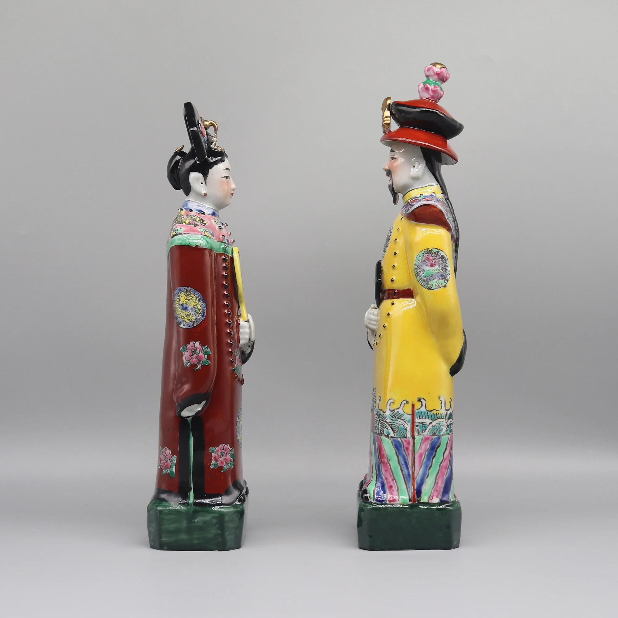 Ceramic statues of Chinese emperor and empress in Qing dynasty, table accessory, home decoration - Image 3