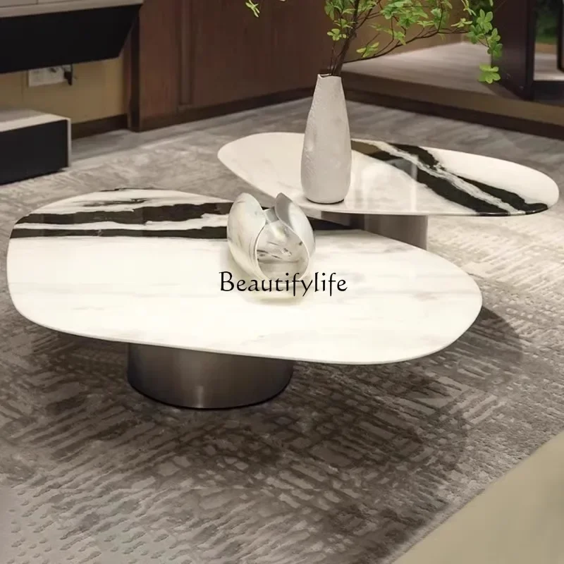 

FG40*Natural white marble coffee table Modern simple living room size coffee table