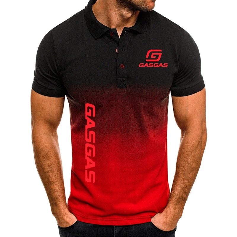 Hete Zomer Heren Poloshirt Harajuku Hiphop Street Heren Korte Mouw Motorfiets Gasgas Bedrukt Merk Katoen Heren Shirt