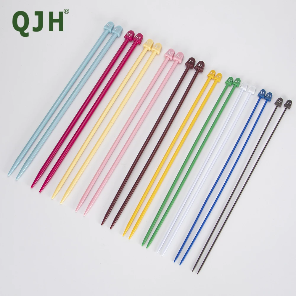 QJH Single Pointed Hand Knitting Needles Set for DIY Enthusiast25/35cm Lenght Plastic Weaving Needle Tools 2.0mm-6.5mm 20pcs/set