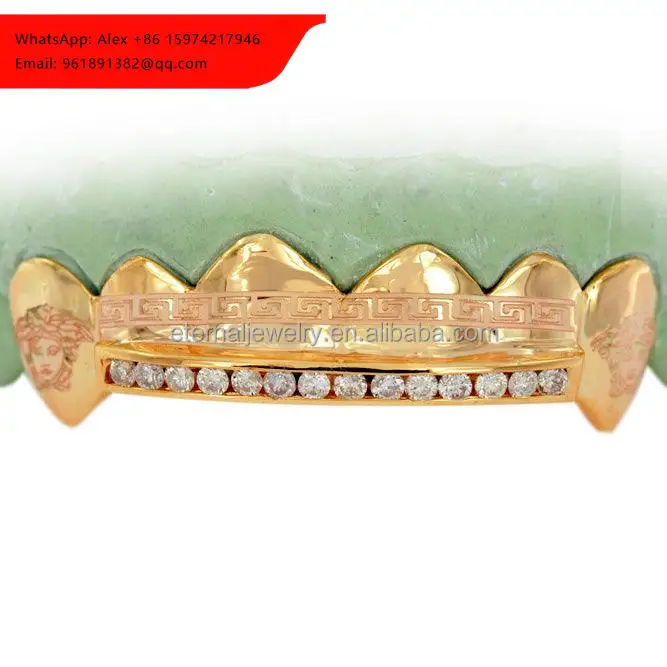

Custom Hip Hop Grillz 925 Sterling Silver Vvs Moissanite Diamond 10k 14k 18k Real Gold Grillz For Teeth