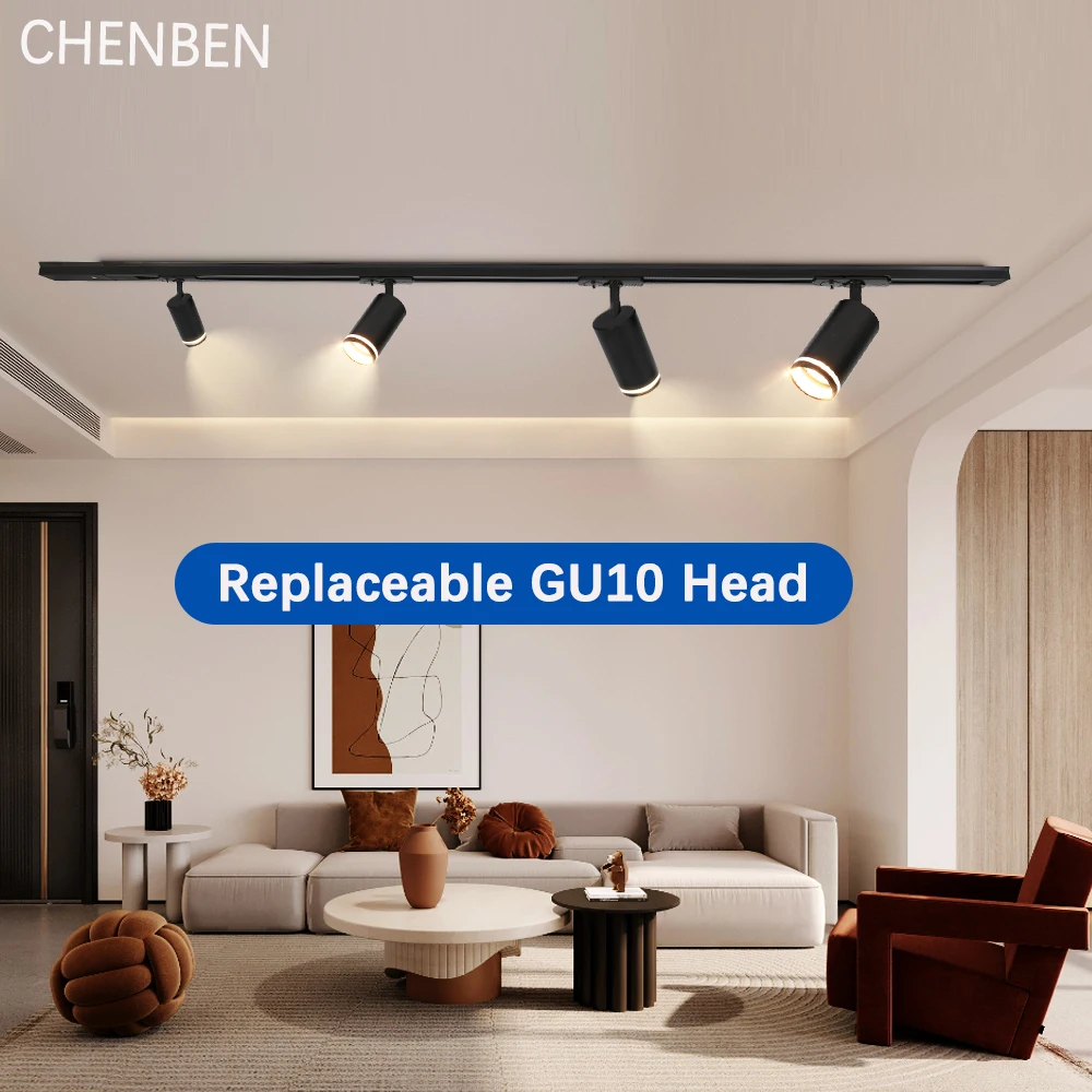 Track Light LED GU10 Bulb Spotlights Fixture Clothing Store Decor Renovation Shop Rail Ceiling Lamp Home Kitchen Led Track Lamp