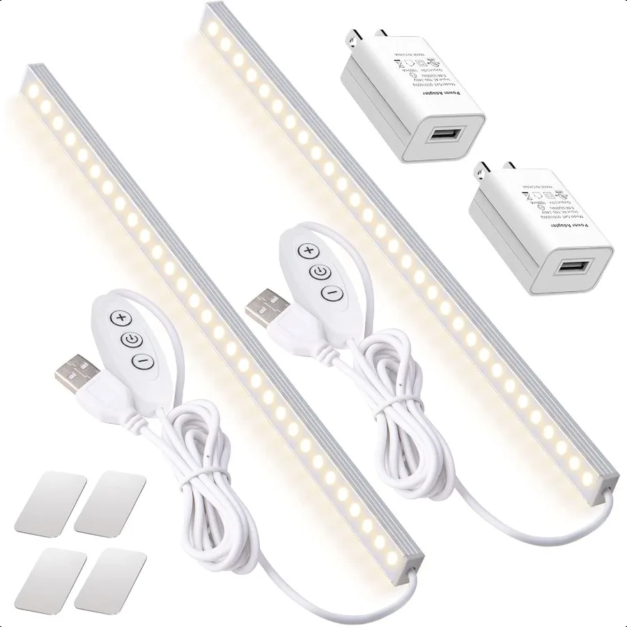 

2Pack LED Under Cabinet Lighting Dimmable Under Cabinet Lights with USB Powered for Closet Light Bar Under Counter Lighting Wor