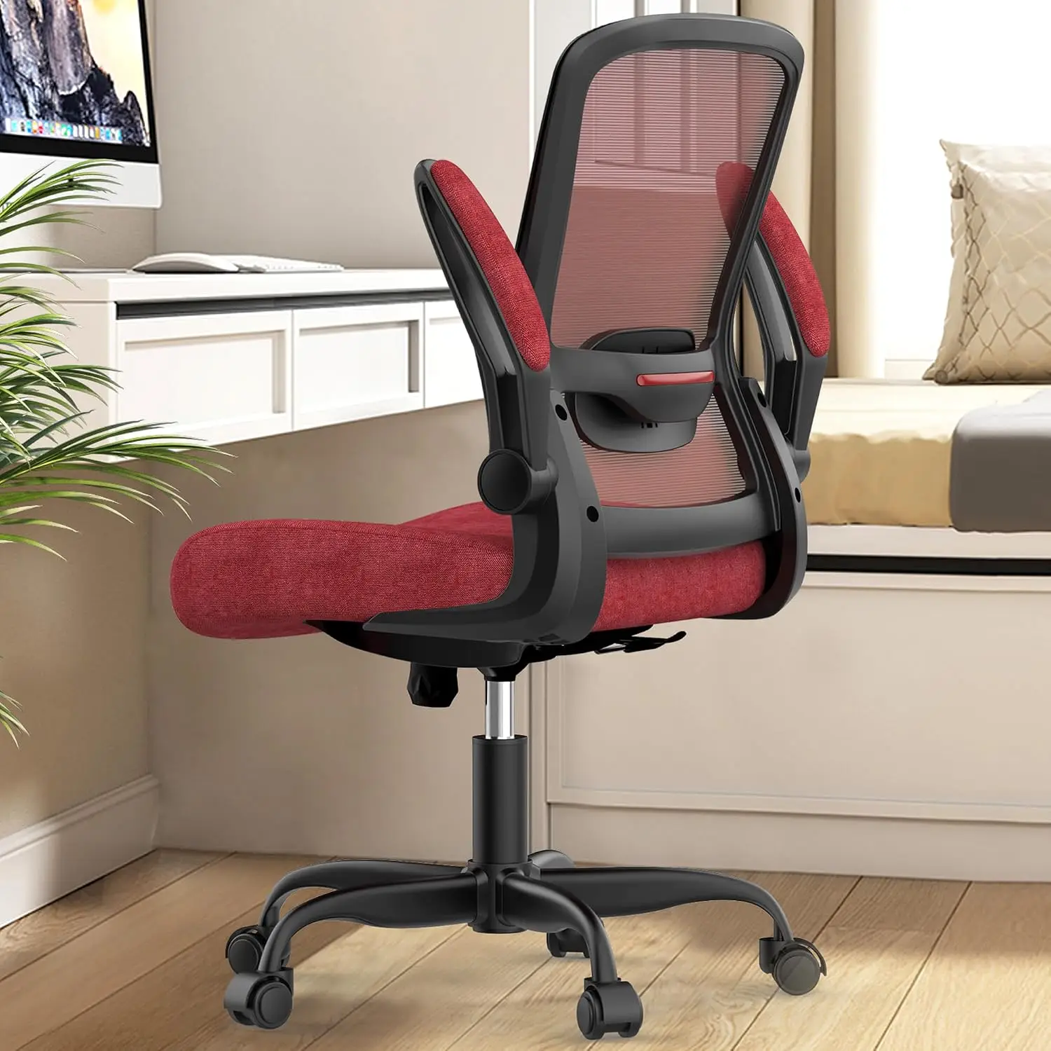 Office Chair, Ergonomic Desk Chair with Adjustable Lumbar Support, High Back Mesh Computer Chair with Flip-up Armrests-Task Chai