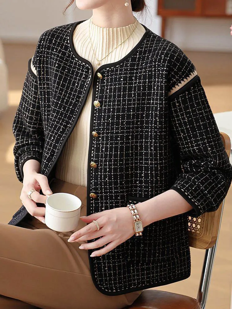 Herbst Winter Lose Outer Frauen Casual Oansatz Einreiher Gestrickte Jacken Koreanische Mode Langarm Chaquetas Blusas Neue