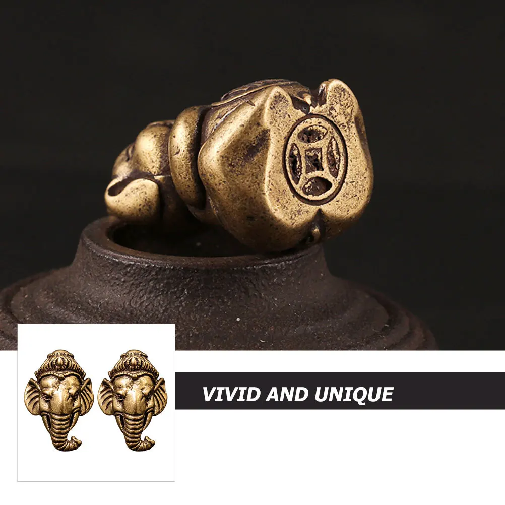 

2pcs Fu Brass Craft Vintage DIY Key Ring Ornament Cute Animal Charm Ring Durable Decor for Bag Hanging Keychain Pendant Vintage