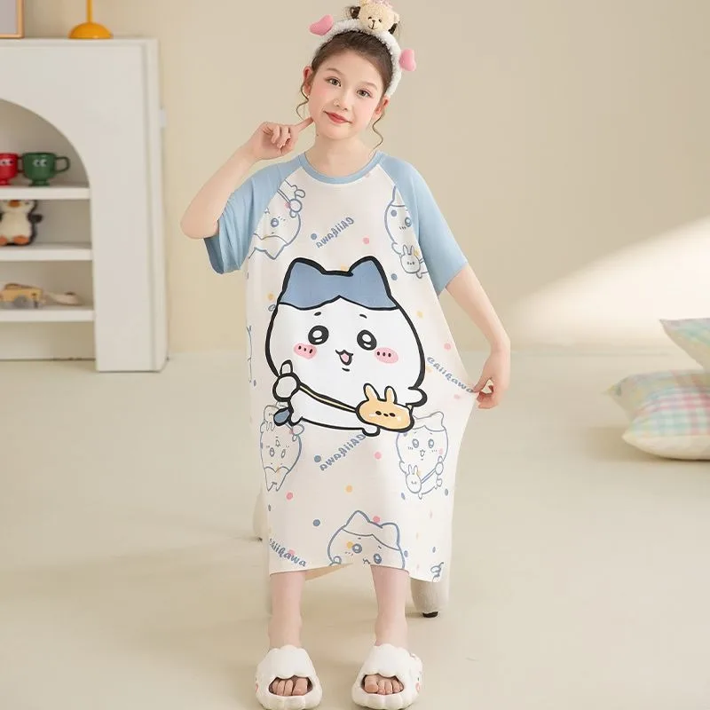 

Cute Chiikawa Family Matching Sleepwear Nightgown Short Sleeve Cotton Summer Loungewear Soft Breathable For Moms Girls Kids Gift