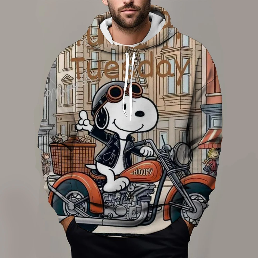 Snoopy Fun Printed Men\'s Hoodie Cartoon Women Oversized Sweatshirt Tops Autumn Winter Couple Pullover Kid Girl Boy Hoodie