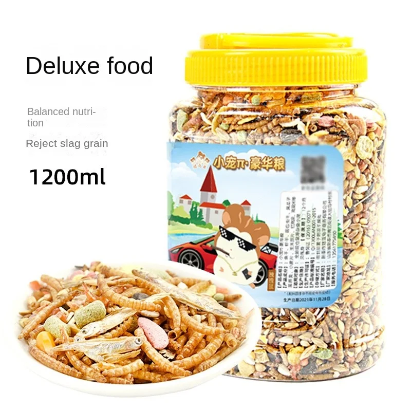 Hamster Staple Food Feed Fruits and Vegetables 1200ml Hamster Flower Rat Golden Bear Mealworm Dried Nutritious  Delicious Food