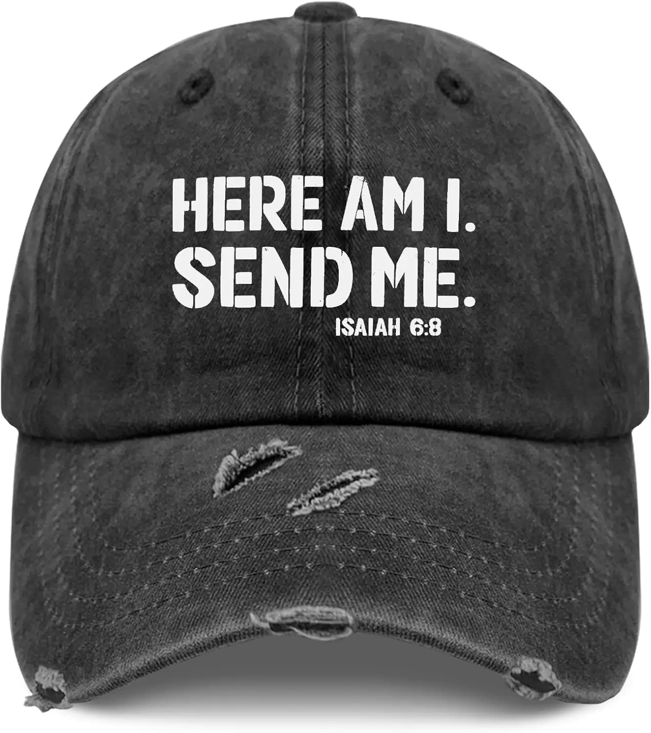 

Мужская мягкая потертая бейсболка с потертостями Here Am I Sends Me Hat