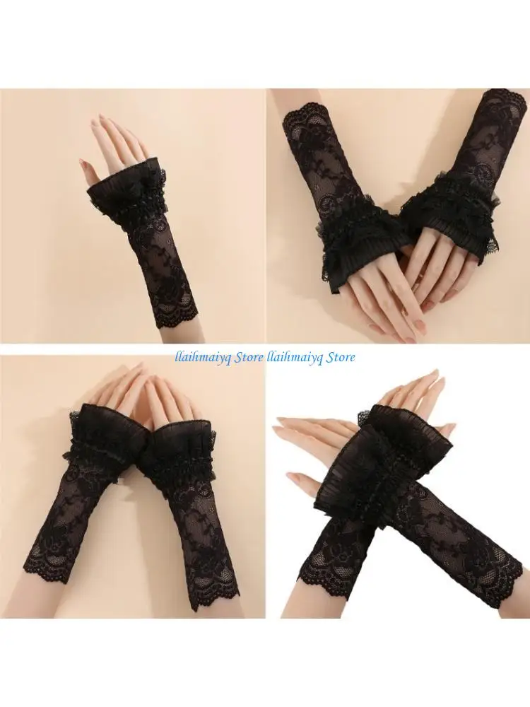 

573B 1 Pair Practical Stitched Lace Sleeves Breathable Leg Covers for Party Use in Nails Photography Providing Performances