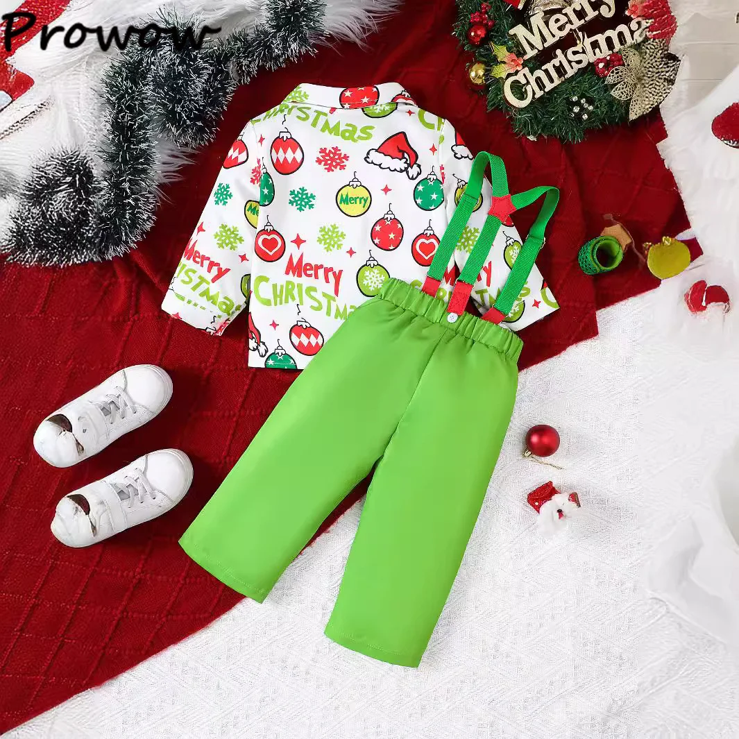 Cheap Baby Boys Christmas Outfits For Kids Gentleman Necktie Boy Shirts and Y-back Strap Pants Sets Nebworns Christmas Costume