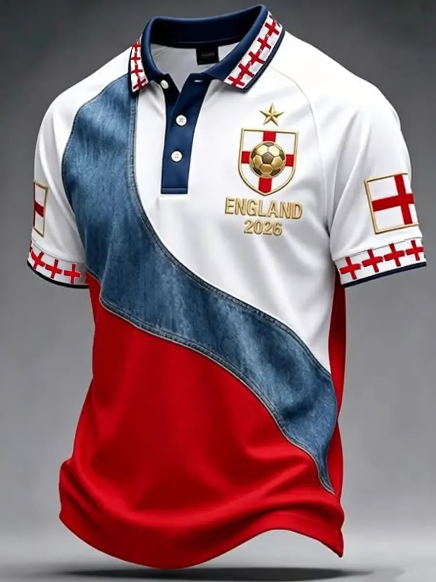 2026 Edition Women's England Fan Football Polo Shirt - 3D Print - Fashionable and Comfortable - Suitable for Both Men and Women