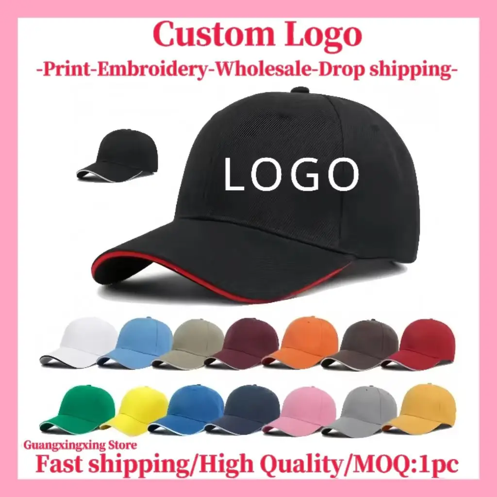 Custom embroidered logo hat Men\'s and women\'s baseball cap design DIY picture printing logo hat Summer sun hat wholesale