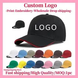 Custom embroidered logo hat Men's and women's baseball cap design DIY picture printing logo hat Summer sun hat wholesale