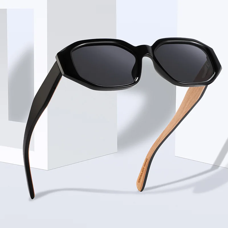 

Солнцезащитные очки женские, бамбуковые, с узкой оправой и широкими дужками, модные, минималистичные, поляризованные, с защитой от УФ400, премиум-класса