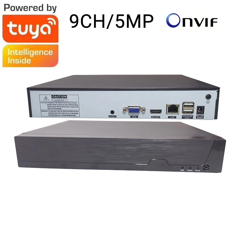 Tuya Smart Onvif 9CH/5MP H.265 Video Surveillance NVR Recorder Motion Detect Recorder for IP Camera Metal Case