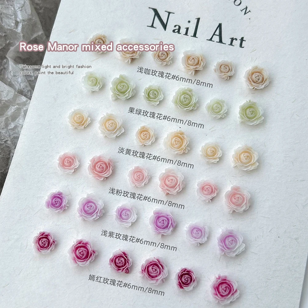 50 Stuks Hars Roos Bloem Ontwerp Nagel Charme Accessoires Gemengde Manicure Deel Diy Ronde Bloem Nagel Sieraden Telefoon Decoratie