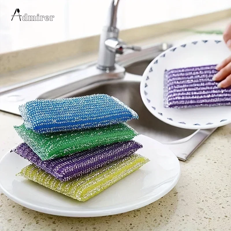 4pcs Kitchen Dishwashing Sponge Household Double-sided Cleaning Sponge Wipe Scouring Pad Cleaning Supplies Cleaning Tool