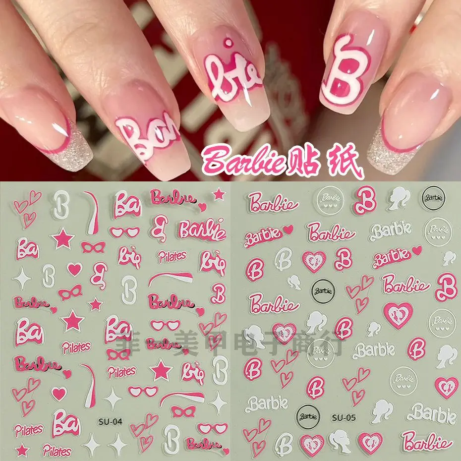 

Barbie Princess Cartoon Nail Stickers Nail Art Decoration New Cute Cartoon Barbie Pink Girl Nail Art Decals Stickers for Nails