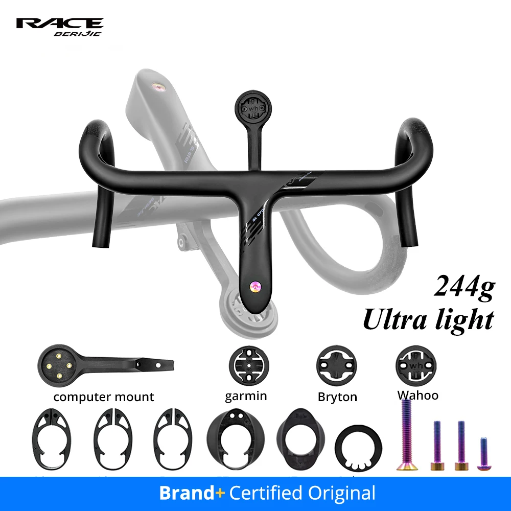 Vollcarbon-ULTRA-Lenker für Rennräder, 237 g, integriertes Fahrrad-Cockpit mit internem Kabel für 360–420 mm mit Abstandshaltern