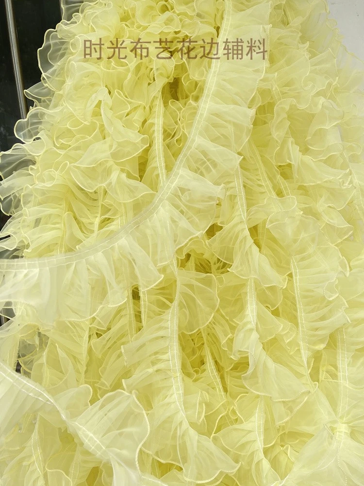 Tulle Mesh 3D Pleated Lace Fabric, Dolls Dress Collar, Frilled Ruffle Trim Ribbon, DIY Sewing Guipure Decor, 6cm Wide Colors