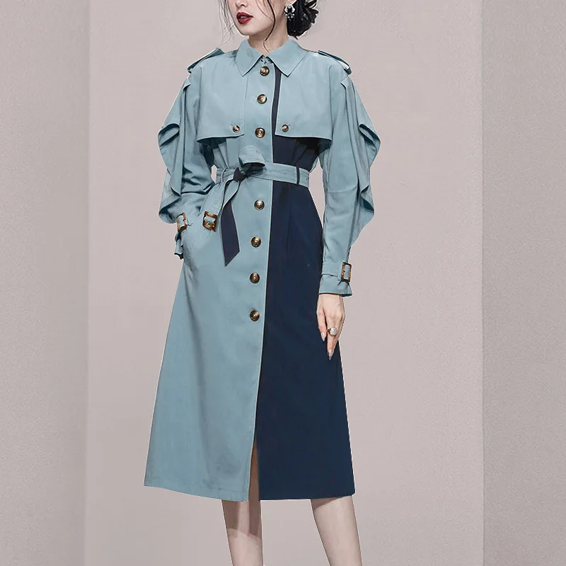 

Belted Long Winter Clothes Trench Coat for Womens Stylish Trench Court Outerwear with Belt Coats Women Windbreaker New Jackets