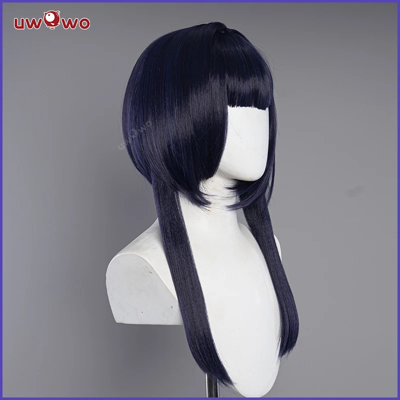 UWOWO Genshin Impact Candace Cosplay Wig Halloween Candace Cosplay Hair Dark Blue 55cm Heat Resistant Synthetic Wigs