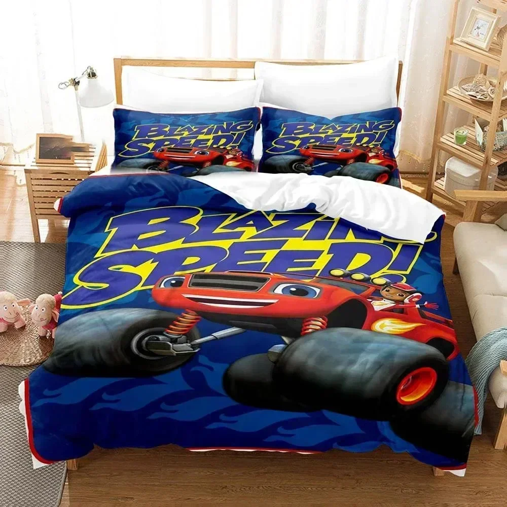 top Blaze N Monster Machines Bedding Set Cartoon Duvet Cover Double Twin Full Queen King Adult Kid Bedclothes Quilt Cover