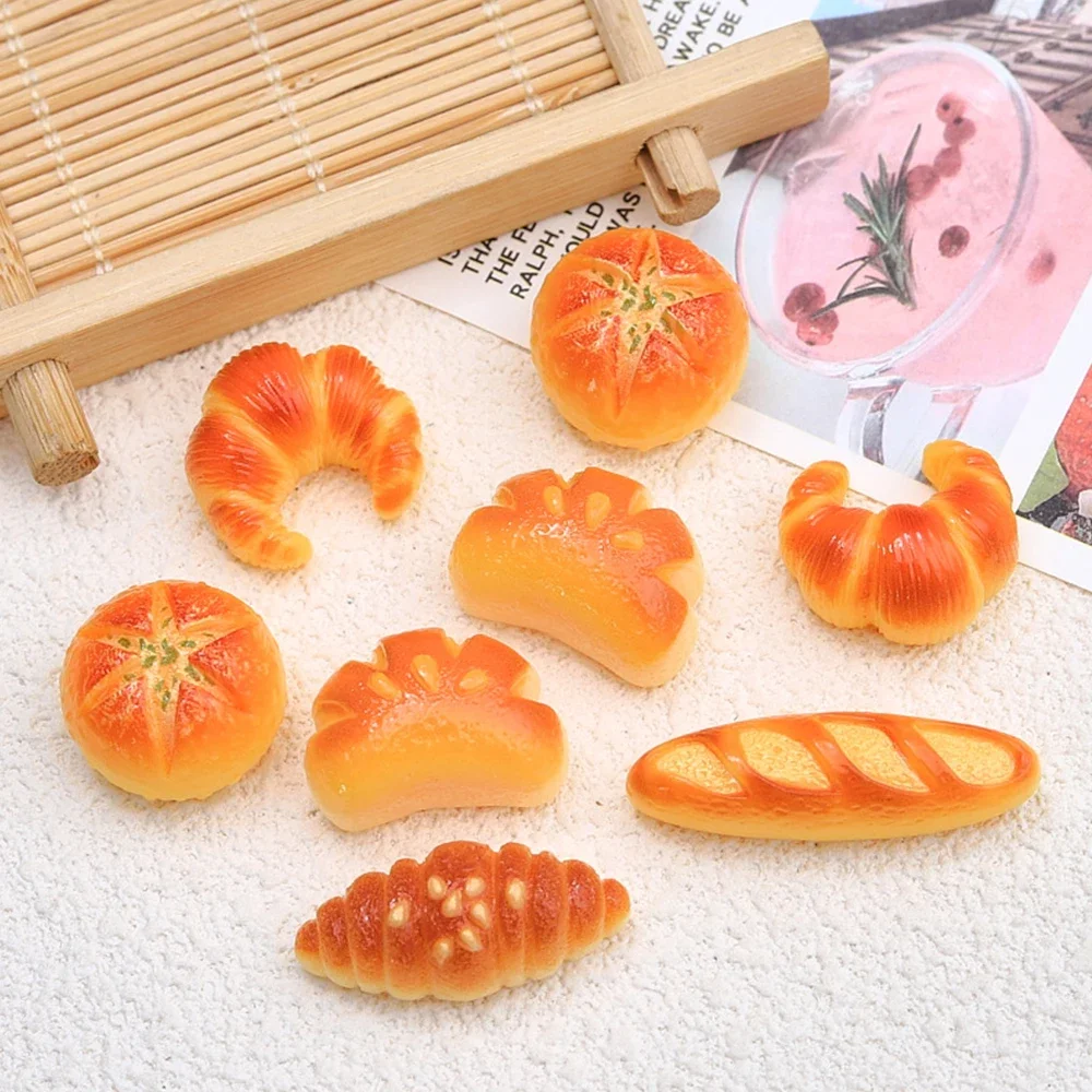 10PCS Shiny Baked Croissant Series Resin Flatback Cabochons For Hairpin Scrapbooking DIY Jewelry Craft Decoration Accessories