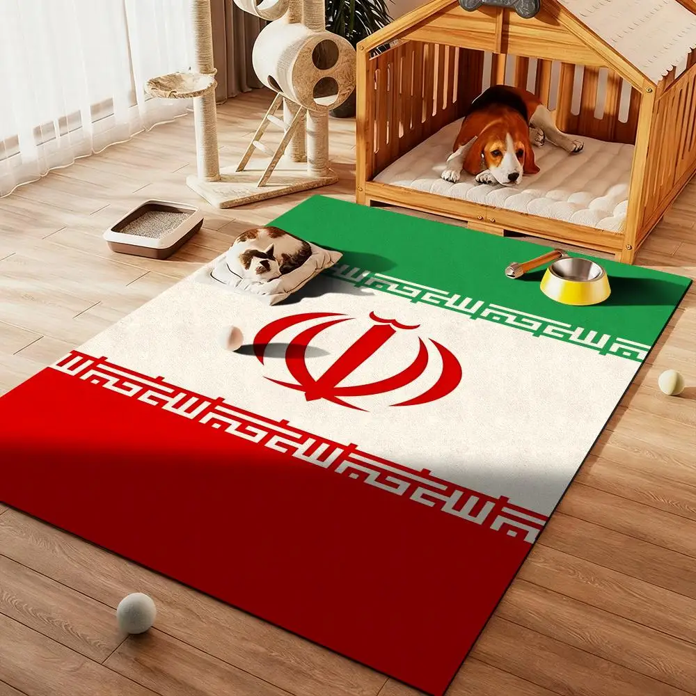 

Flag of Iran logo map Floor Mat Diatom Bath Mat Absorbent Quick Dry Non-Slip TPR Backing Soft Plush Draining Rugs