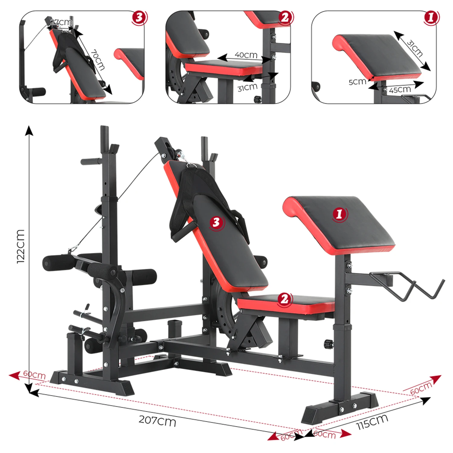 Standard Multi-Position Adjustable Weight Bench Home Gym Fitness Equipment 2026