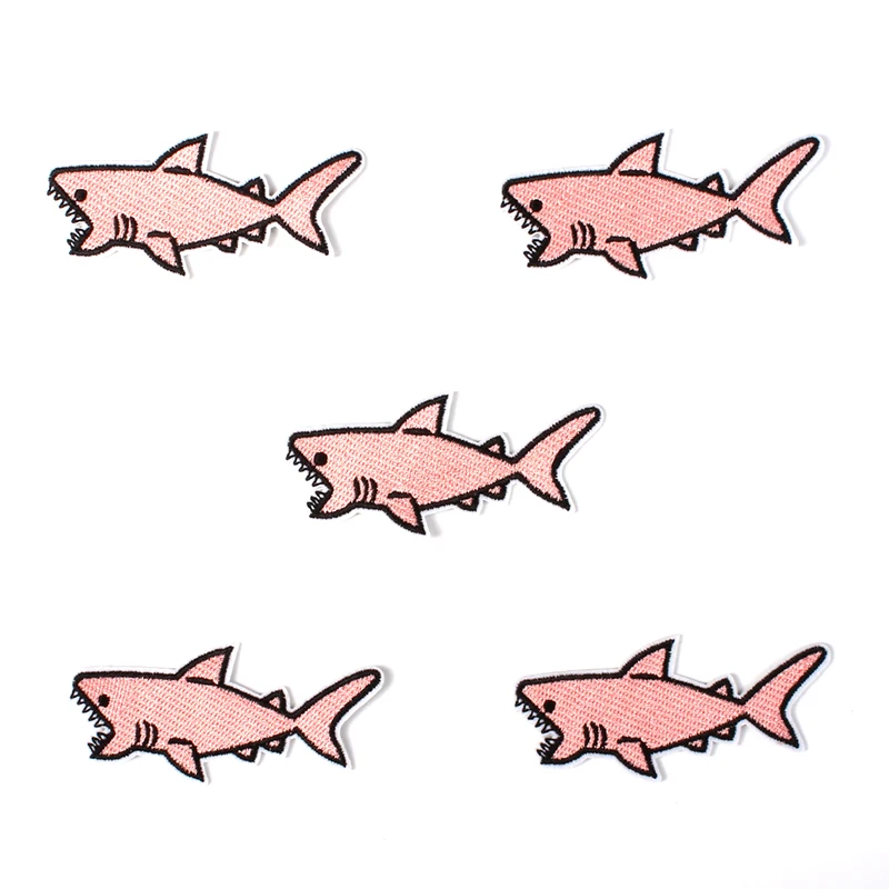 10pcs Cartoon Shark Patches For Kids Clothes Pants Hats DIY Clothes Appliqued Badge Sew On Clothing Sticker Embroidered Patch