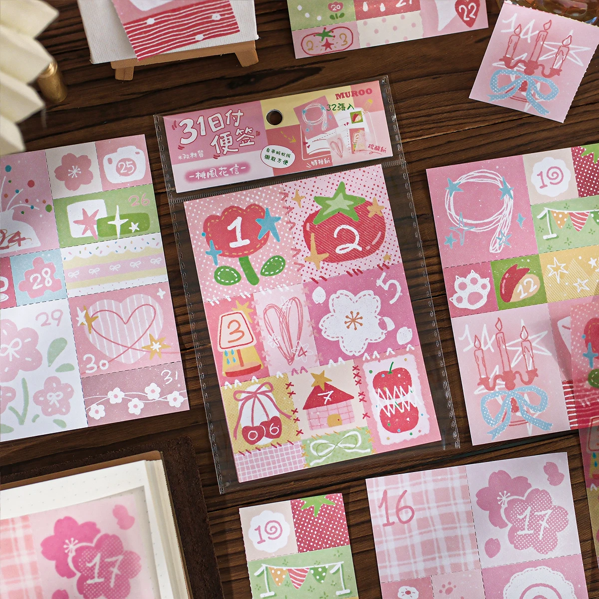 TIANZI 32 Pcs Dual-Material Sticky Notes Set Creative Memo Pads Self-Adhesive Office School Stationery Stickers for Organizing A
