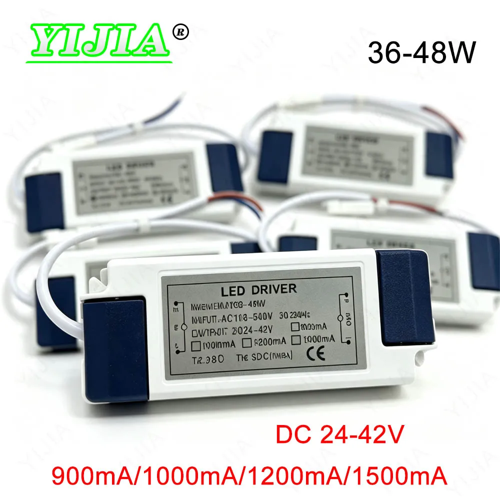 LED Driver Transformer 1500mA 1200mA 900mA 36W 40W 45W 48W 50W Light Power Supply Output DC24-42V External Driver DC Connector
