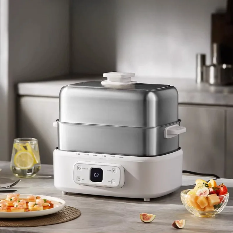 New 3-Layer Multifunctional Electric Steamer Reservation Stainless Steel Steamer Stew Steam Boil Breakfast Machine for Home