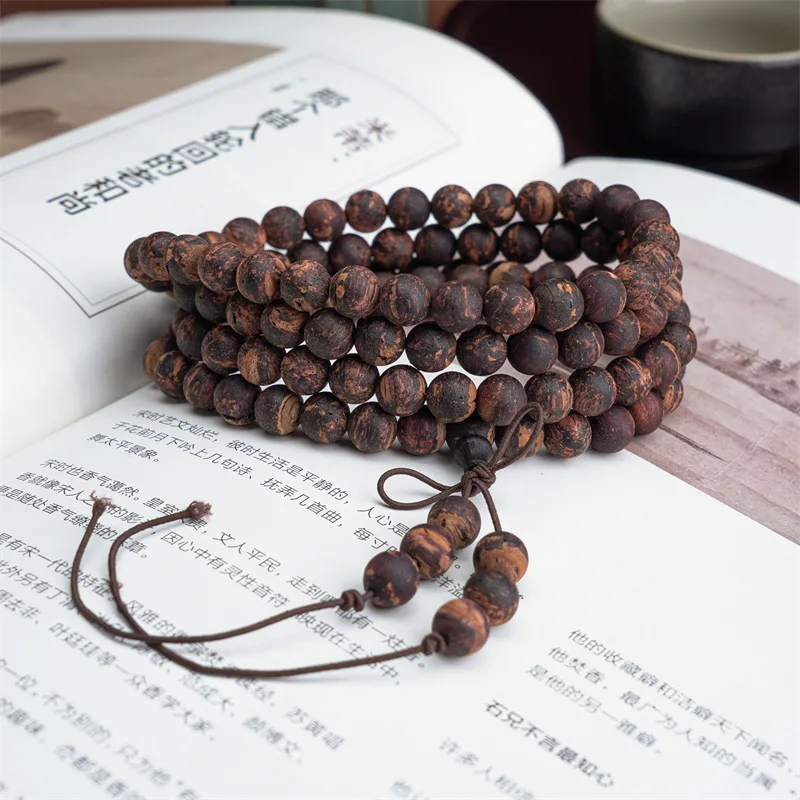 Myanmar leaflet drop true fragrance golden armor bracelet 108 multi-circle bracelets, Wenwan wooden rosary beads
