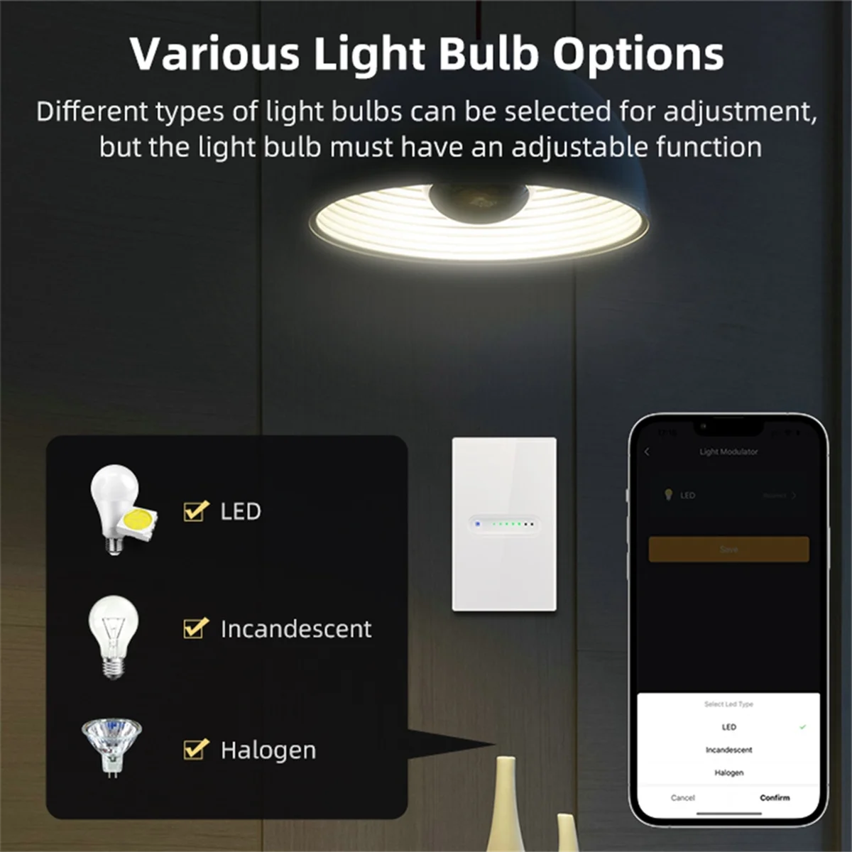 Tuya WiFi Smart Dimmer Schalter 1 Gang Dimmer Licht Schalter Touch Panel APP Fernbedienung Funktioniert mit Alexa Google Home,B