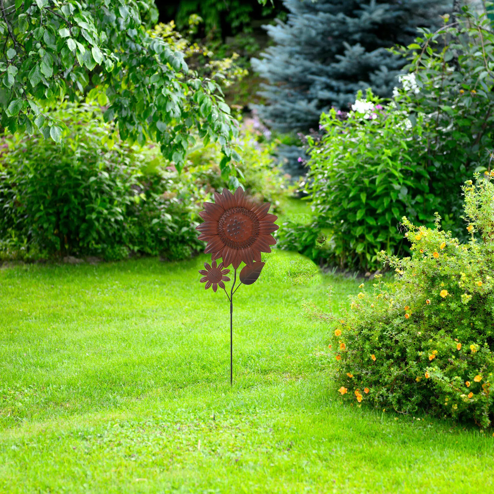 

Садовые колья с подсолнухом, металлические декоративные уличные цветочные колья для двора, весенний газон, праздничный декор, рождественские колья