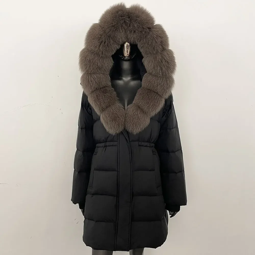 Natural Raccoon Fur Women Warm Real Fur Coat Female Winter Winter Duck Down Coat Reality Fur Coat Hooded Removable Puffer Jacket