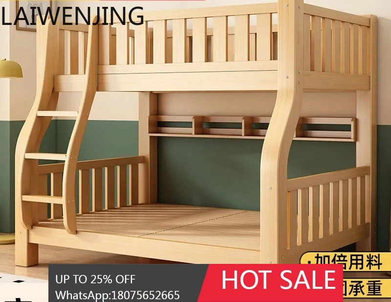 HLZ Solid Wood Bunk Bed Two-Tier Adult Simple Double Layer Bunk Bed Two-Tier High-Low Bed