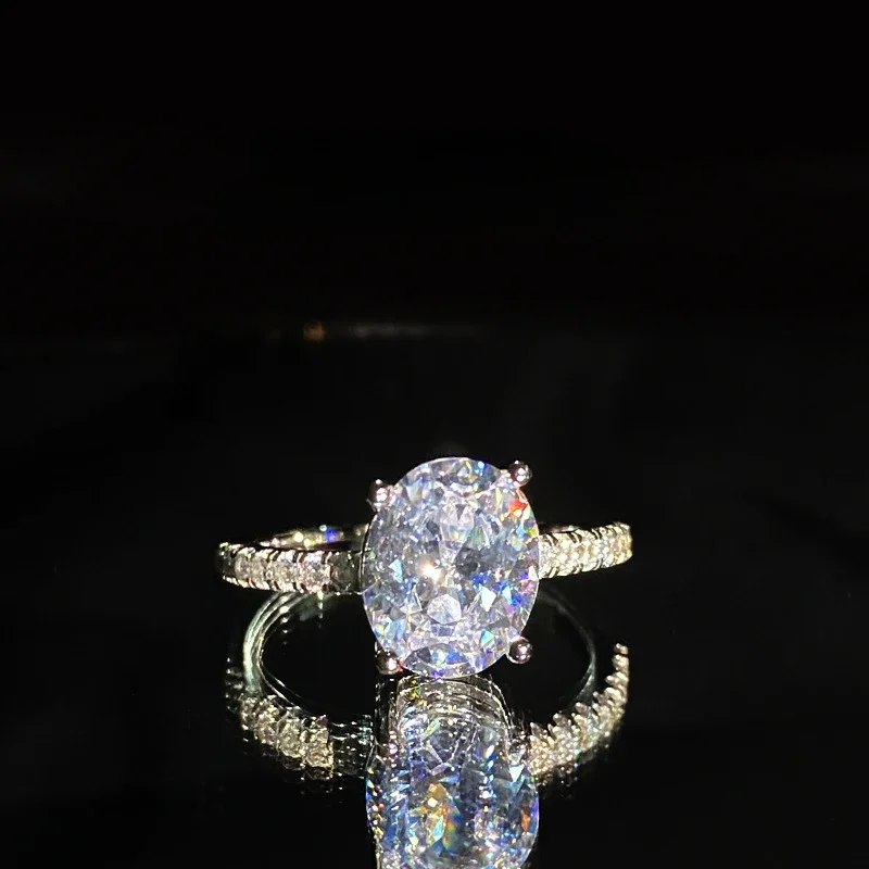 

MDLFES Moissan Diamond Style Pigeon Egg 2.0 Ct Wedding Band Women White Copper Gold Plated Microsetting