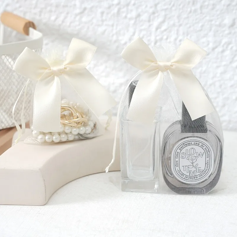 50 teile/los Bowknot Organza Geschenk Tasche Mehrfarbige Kordelzug Weihnachten Hochzeit Süßigkeiten Geschenk Tasche Kosmetik Parfüm Exquisite Verpackung – Detail 3