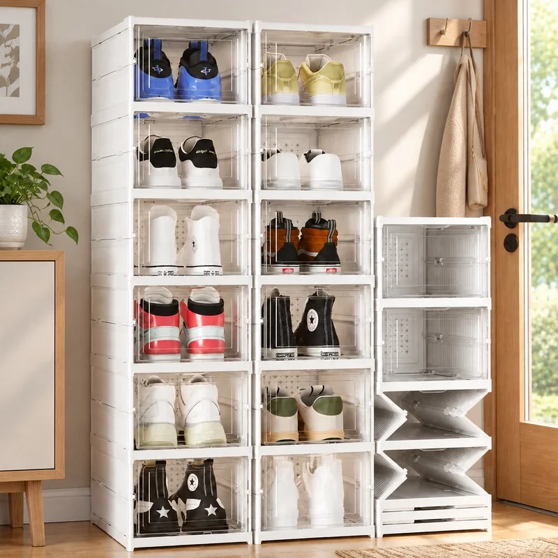 Clear Clear 3-Layer Stackable Shoe Storage Box with Foldable, Dustproof Design for Sneakers - Aliexpress Deal