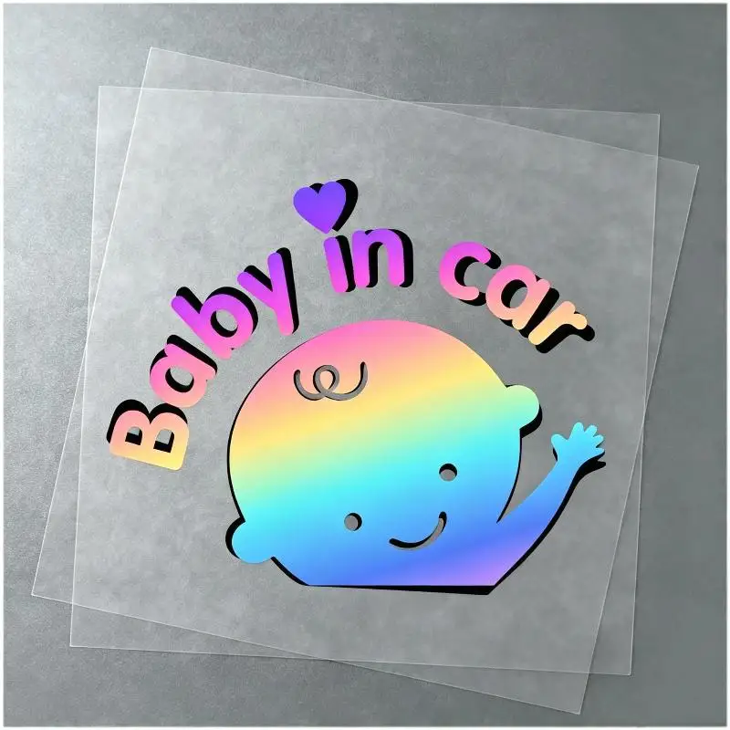 Baby In Car Warning Safety Reflective Sticker No Residue Self Adhesive Car Window Decal for Night Road Safety